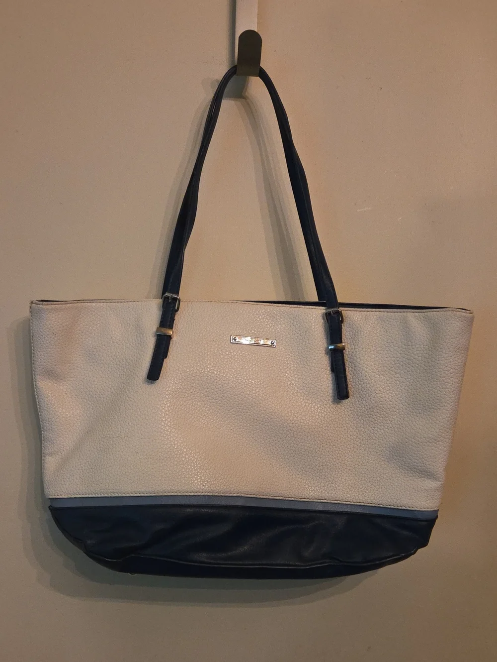 Nine West Two-Tone White and Navy Tote Bag - Women